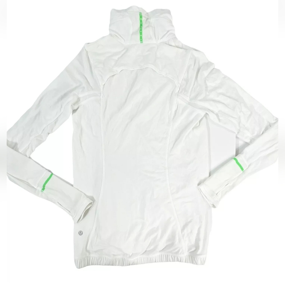 Lululemon Forthright White Bright Green Reflectors Jacket 1/4 Zip